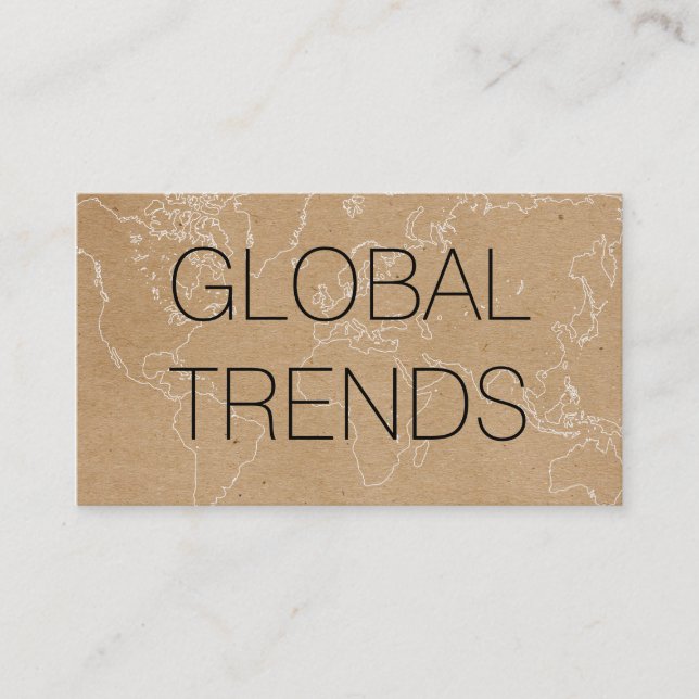 Tarjeta De Visita Mapa del mundo (esquema) | Beige (Anverso)