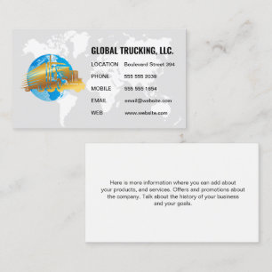 Tarjeta De Visita Mapa del mundo / globo   Logo de Semi Truck
