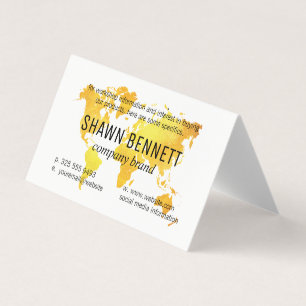 Tarjeta De Visita Mapa del mundo (oro)