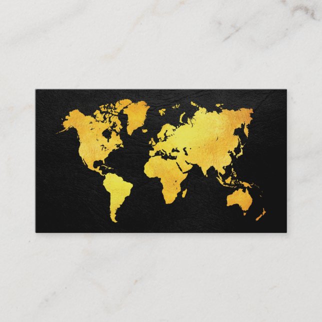 Tarjeta De Visita Mapa del mundo (oro) (Anverso)