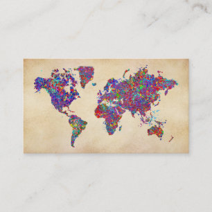 Tarjeta De Visita Mapa del mundo, pintura de la acción