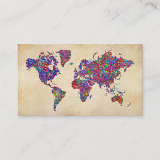 Tarjeta De Visita Mapa del mundo, pintura de la acción