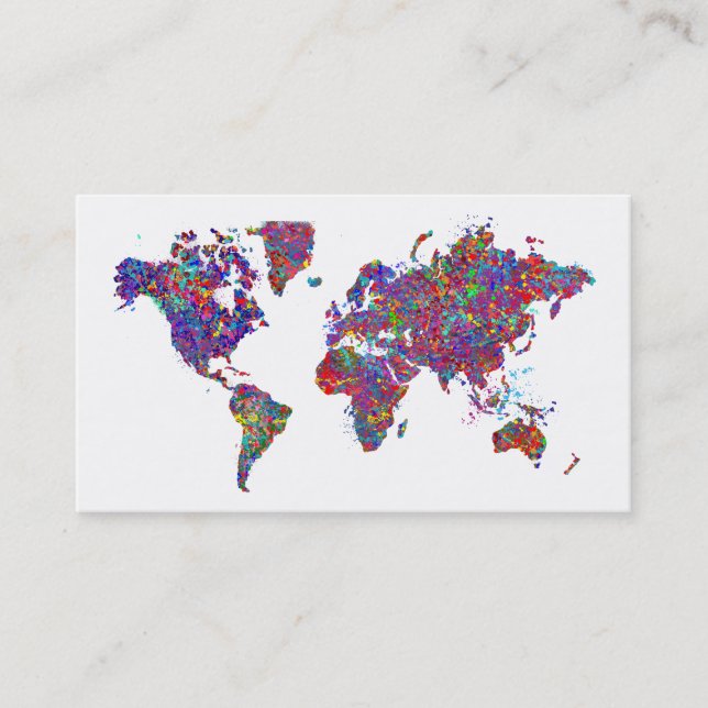 Tarjeta De Visita Mapa del mundo, pintura de la acción (Anverso)