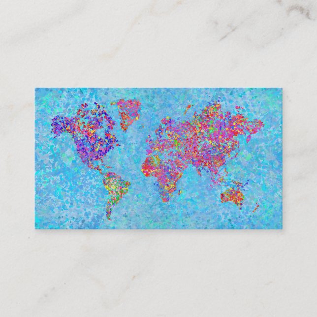Tarjeta De Visita Mapa del mundo, pintura de la acción (Anverso)