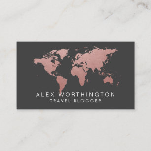Tarjeta De Visita Mapa del mundo rosa y gris del oro Rosa