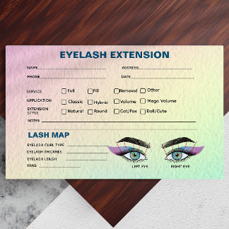 Tarjeta De Visita Mapa del registro de extensión de Eyelash holográf