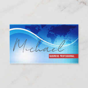 Tarjeta De Visita Mapa Global Fondo Azul