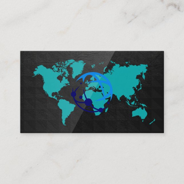 Tarjeta De Visita Mapa internacional | Logotipo de conexión global (Anverso)