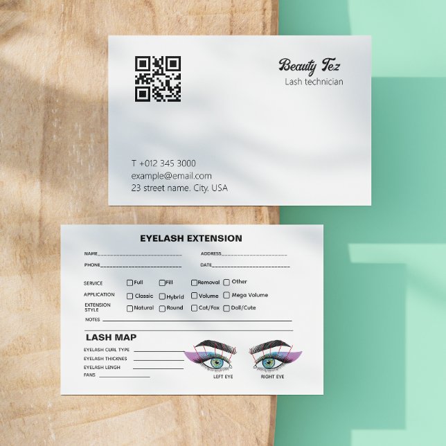 Tarjeta De Visita Mapa Mínimo De Extensión De Cliente Lash Blanco Y  (Minimal Black And White Lash Client Extension Map Business Card)