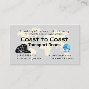 Tarjeta De Visita Mapa Mundial Avión Camión Transportes