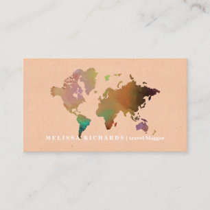 Tarjeta De Visita Mapa Mundial Colorido Blog de Viajes