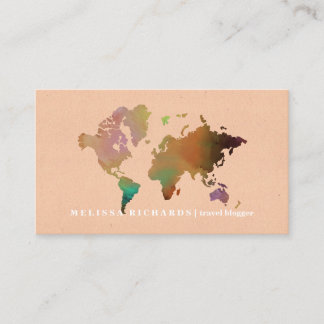 Tarjeta De Visita Mapa Mundial Colorido Blog de Viajes
