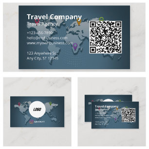 Tarjeta De Visita Mapa Mundial de Agencia de Viajes