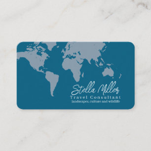 Tarjeta De Visita Mapa mundial de consultores de viajes sobre los oc