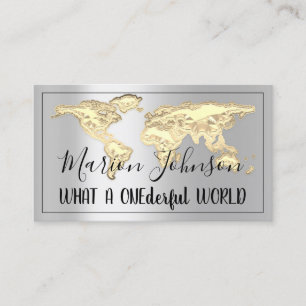 Tarjeta De Visita Mapa Mundial Mapa Agencia de Viajes Silver Gold