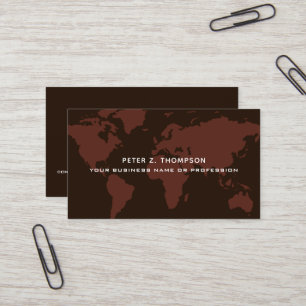 Tarjeta De Visita Mapa Mundial Marrón profesional