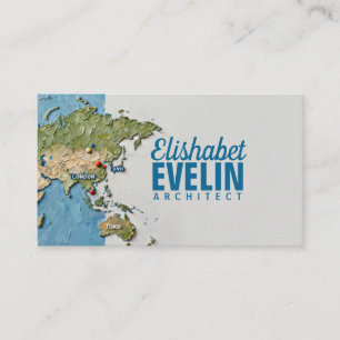 Tarjeta De Visita Mapa Mundial Pintado con Textura D567