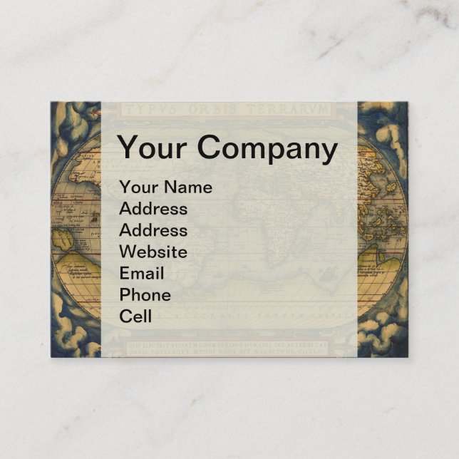 Tarjeta De Visita Mapa Mundial Viaje Antiguo Ortelius Europa (Anverso)
