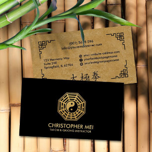 Tarjeta De Visita Mapa negro y oro de Tai Chi Bagua