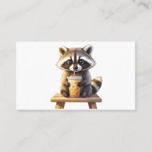 Mapache bebiendo café helado