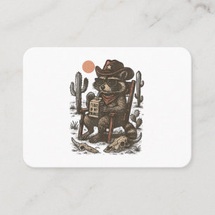 Tarjeta De Visita Mapache Vaquero Divertido Occidental