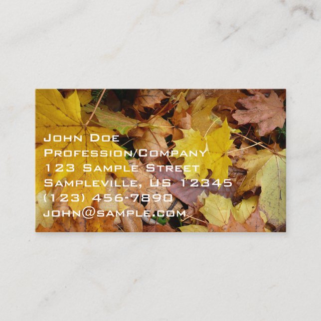 Tarjeta De Visita Maple caído deja naturaleza otoño amarilla (Anverso)