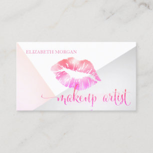 Tarjeta De Visita Maquillador de Labios Geométricos Moderno y Elegan