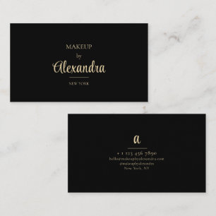 Tarjeta De Visita Maquillador de oro negro Monograma de escritura el