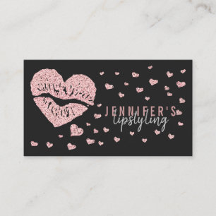 Tarjeta De Visita Maquillador Labios Corazón Rosa Dorado gloss labia