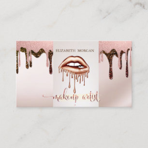 Tarjeta De Visita Maquillador, Labios metálicos goteantes, Gotas de 
