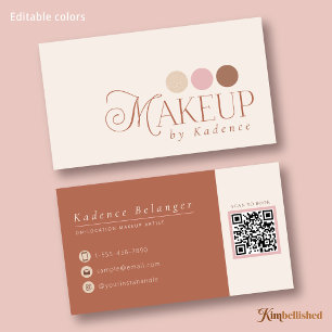 Tarjeta De Visita Maquillador Moderno de Terracota Rosa Marfil