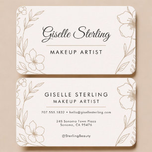 Tarjeta De Visita Maquillador Rubor Botánico Negro
