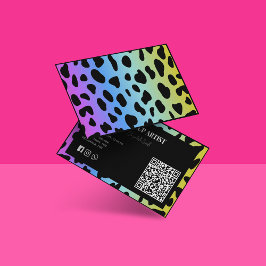 Tarjeta De Visita Maquilladora Código QR colorido holográfico 