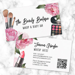 Tarjeta De Visita Maquilladora de Belleza Acuarela Rosa