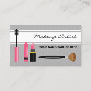 Tarjeta De Visita Maquilladora de Labios y Pincel Máscara