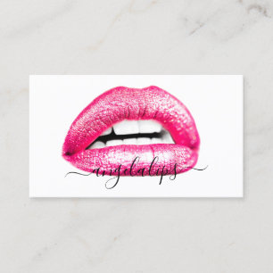 Tarjeta De Visita Maquilladora Labios Rosados modernos