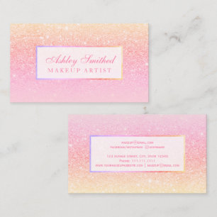 Tarjeta De Visita Maquillaje amarillo rosado moderno del ombre de la