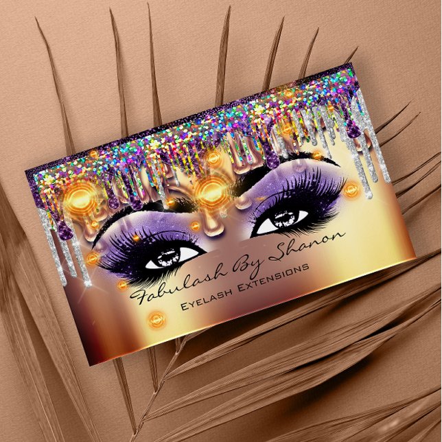 Tarjeta De Visita Maquillaje Artista Futuro Eyelash Oro Dris Hologra (Subido por el creador)