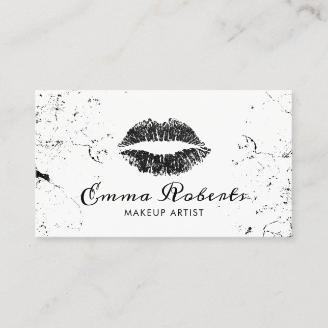 Tarjeta De Visita Maquillaje Artista Gótico Moda Black Lips Salon (Anverso)