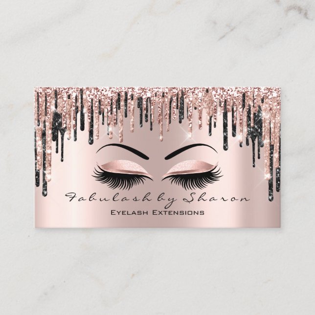 Tarjeta De Visita Maquillaje Artista Lash Cardíaco Purpurina Perfora (Anverso)