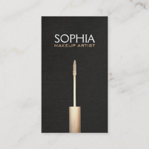 Tarjeta De Visita Maquillaje Artista Oro Mascara Logo Faux Black Lin