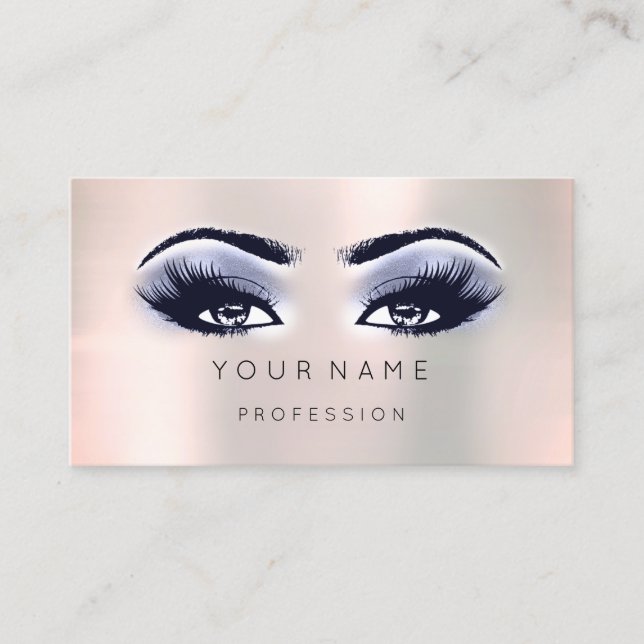 Tarjeta De Visita Maquillaje Azul Profesional Seda Eyelash Mínimo (Anverso)