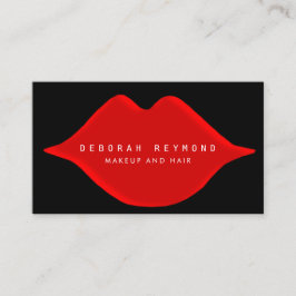 Tarjeta De Visita maquillaje bonito de belleza de labios rojos femen