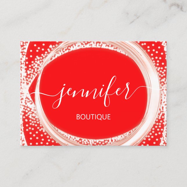 Tarjeta De Visita maquillaje Boutique profesional Belleza Rojo Brill (Anverso)