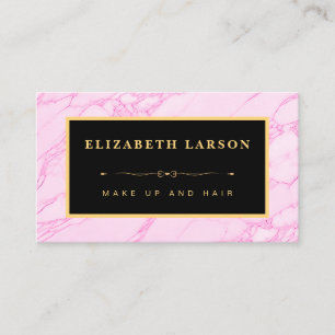 Tarjeta De Visita Maquillaje Chic Mármol Rosa Brillante Salón de Be