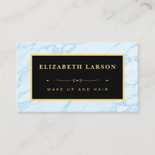 Tarjeta De Visita Maquillaje Chic  Salón de Belleza Aqua Blue Marble