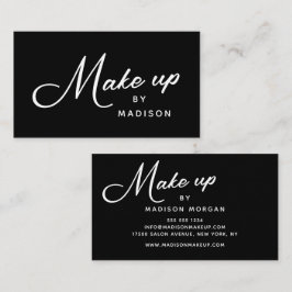 Tarjeta De Visita Maquillaje con guión retro en blanco y negro