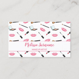 Tarjeta De Visita Maquillaje Con Labios Rosa Artista De Maquillaje P