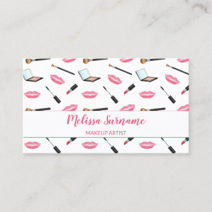 Tarjeta De Visita Maquillaje Con Labios Rosados Maquillador Personal