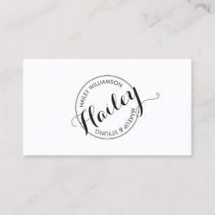 Tarjeta De Visita Maquillaje con logotipo de sello de círculo vintag